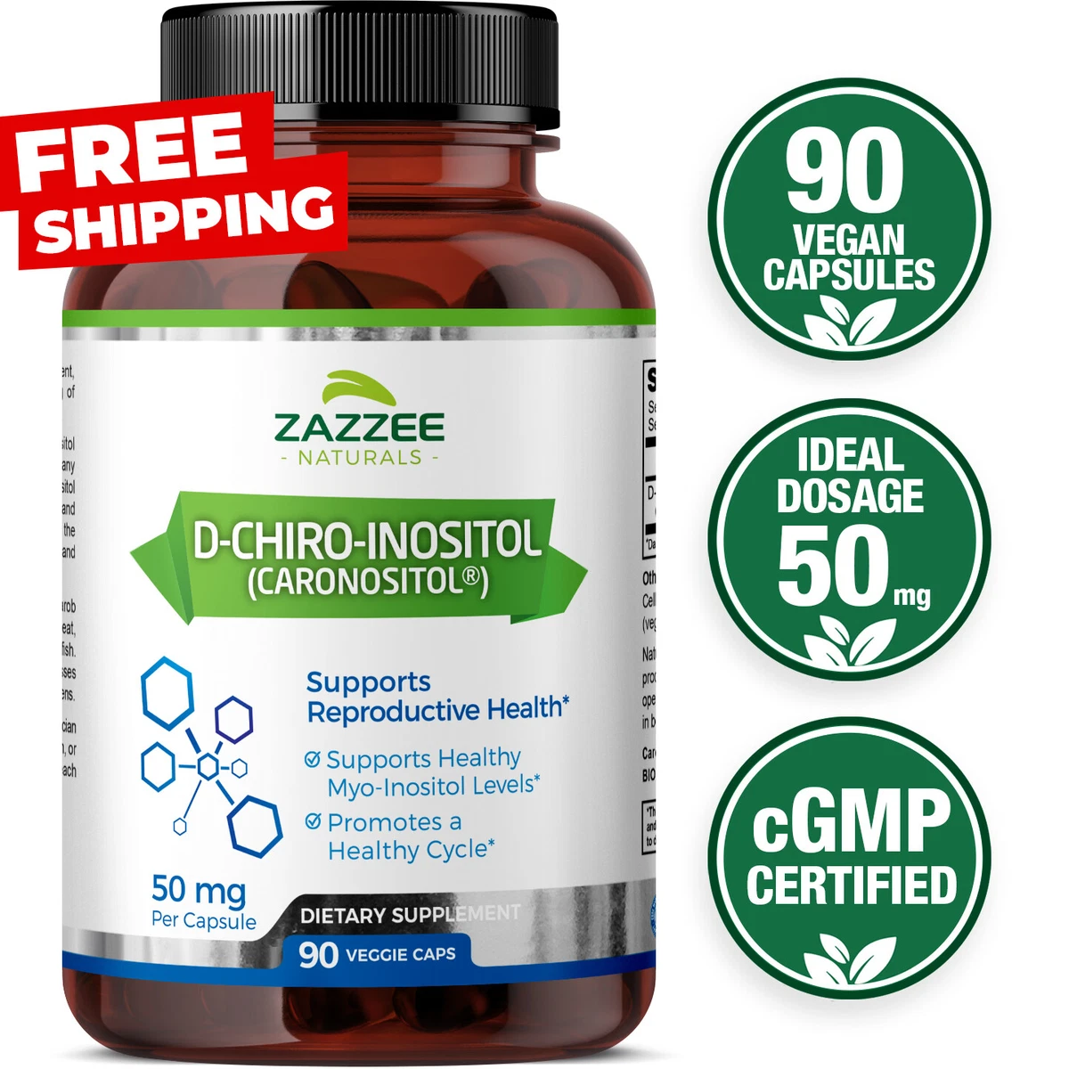 Myo Inositol D Chiro Inositol 40:1 D-Chiro-Inositol for PCOS 90 Veggie Capsules 50 mg Caronositol DCI Fertility USA 702511104795 | eBay