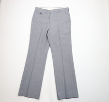Vtg 70s Streetwear Mens 34x32 Knit Wide Leg Bell Bottoms Chino Pants Houndstooth