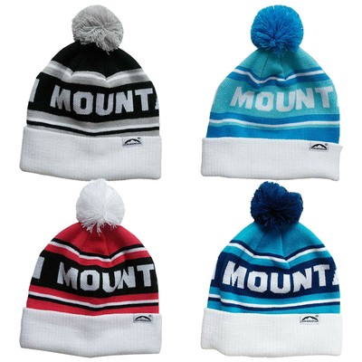 Sun Mountain Herren Bommel Wackel Beanie Mütze Golf Winter Skimütze gestreift Einheitsgröße