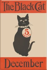 Magnet - VINTAGE 1900s ART REPRO Black Cat Magazine December Retro Nostalgic 3"