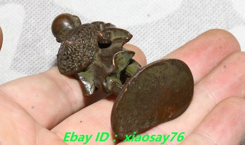 2.7''Old Antique Chinese Dynasty Bronze Buddhist Monk Bonze Statue Sculpture - Picture 8 of 8