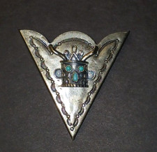 Vintage Southwestern Western Collar Tip Silver w/ Turquoise Military Clutch Back