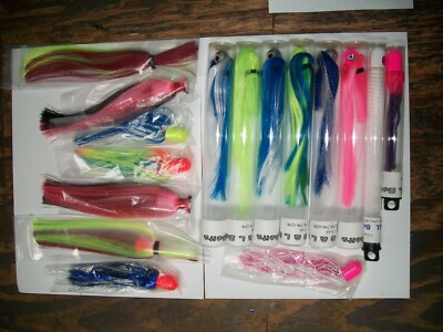 Lot of 16 - Sea Witch Trolling Lures 1-1/2 oz head - Mahi Tuna Wahoo - T35