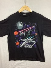 Vintage Star Wars Shirt Boys XL Black Youth Made In USA TIE Fighter X-wing 90s