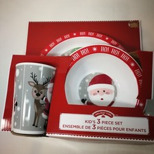 Christmas holiday Santa dinnerware plastic set - plate bowl  cup Holiday Time