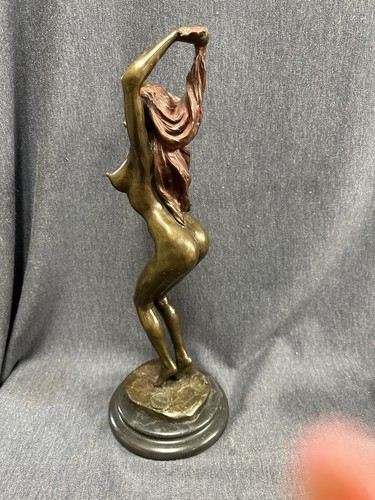 Raro Firmado Pasquale Delor Bronce Desnudo con Pelo Rojo Finería Europea 16 1/2” Alto - Imagen 3 de 16