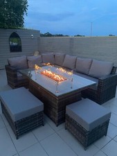 Brand New Garden Rattan Firepit Set with Stools inc Raincover