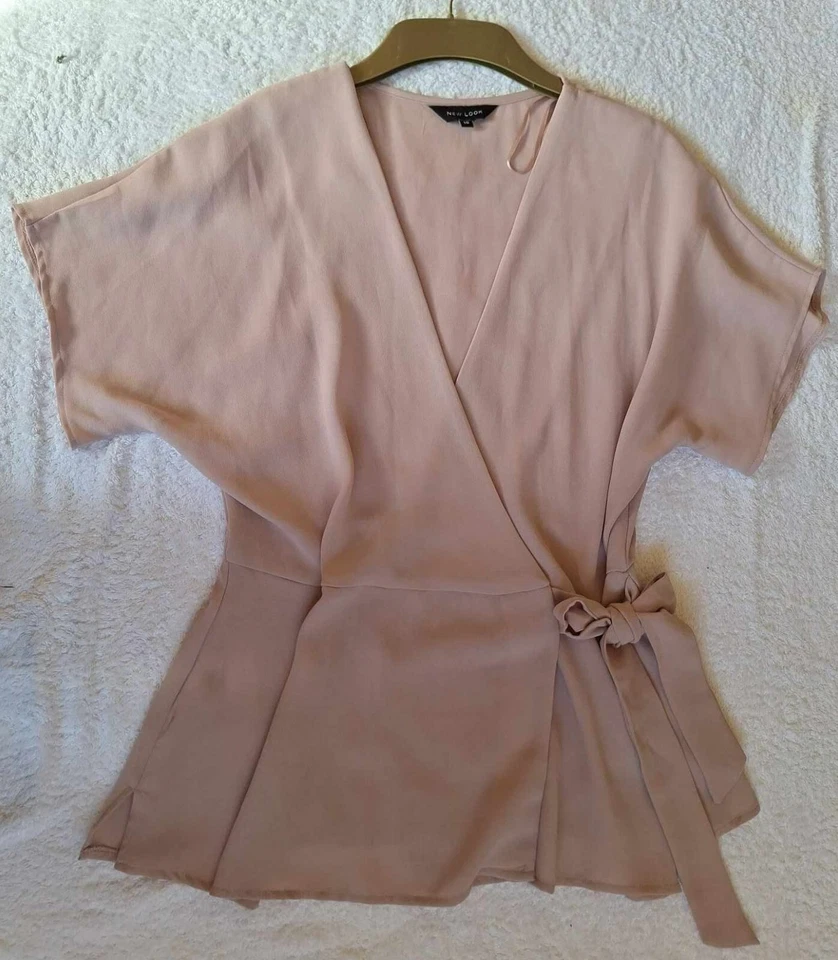 NUEVO LOOK TOP CAMISA MANGA CORTA ESTILO ALA DE MURCIÉLAGO CON CORREA. TALLA 10.Rosa Polvo. Foto 3 de 4