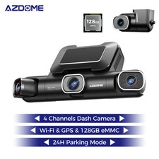 AZDOME 360° 4K 4-Kanal Dashcam 5G WiFi GPS 24H Parkmodus Nachtsicht 128GB eMMC