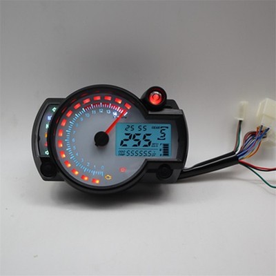 RX2N LCD Digital Motorcycle Speedometer Tachometer Odometer Fuel Gauge 7-Color