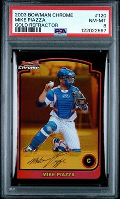 MIKE PIAZZA 2003 BOWMAN CHROME #120 GOLD REFRACTOR #/170 PSA 8 NM-MT HOF