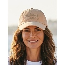 Wine Sunshine Embroidered Peach Tan Cotton Baseball Cap Dad Hat Adjustable