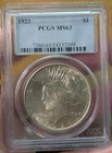 1923 Peace Dollar PCGS MS63 Graded Silver Dollar