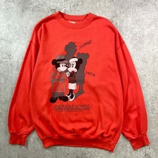 80-90s Michel Bachoz Mickey Mouse Minnie Character Print Sweatshirt Used CAVE-0