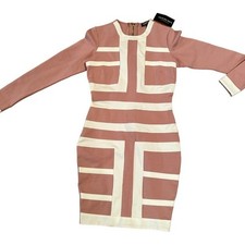 Fashion Nova, Shake It Up Bodycon Dress, Mauve/White, Size Small