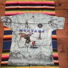 Montana AOP Tie Dye 90s Sneaky Tees Made In Usa Vintage Wraparound Art Graphic L