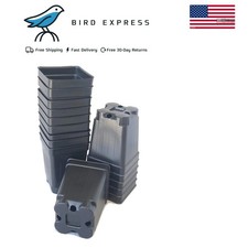 100 Pack Square Nursery Pots 2.63 Inch Deep Black Plastic Seedling Planters
