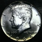 1964 Kennedy Half Dollar 90% Silver 50c US Coin Philadelphia Mint Gem BU
