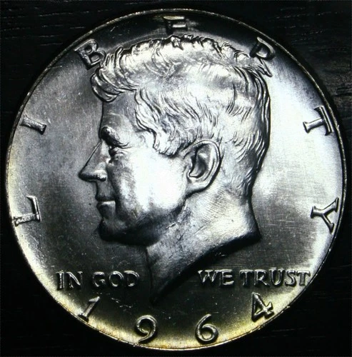 1964 Kennedy Half Dollar 90% Silver 50c US Coin Philadelphia Mint Gem BU