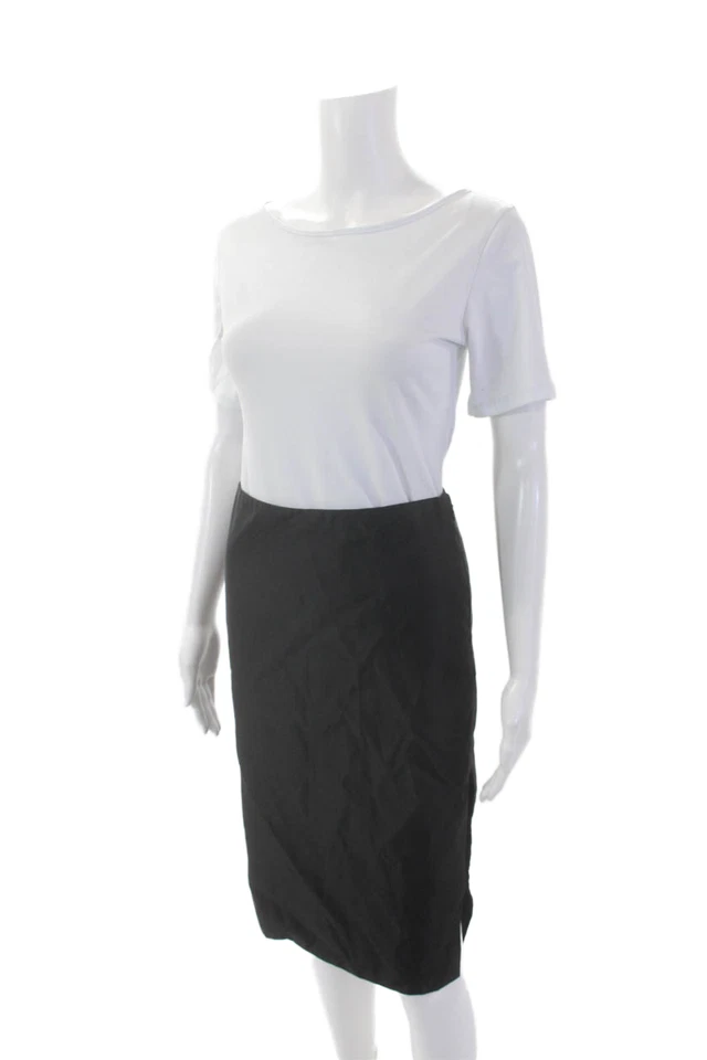 Marc Bouwer Womens Soft Textured Zipped Closure Straight Skirt Black Size M - Image 2 of 4