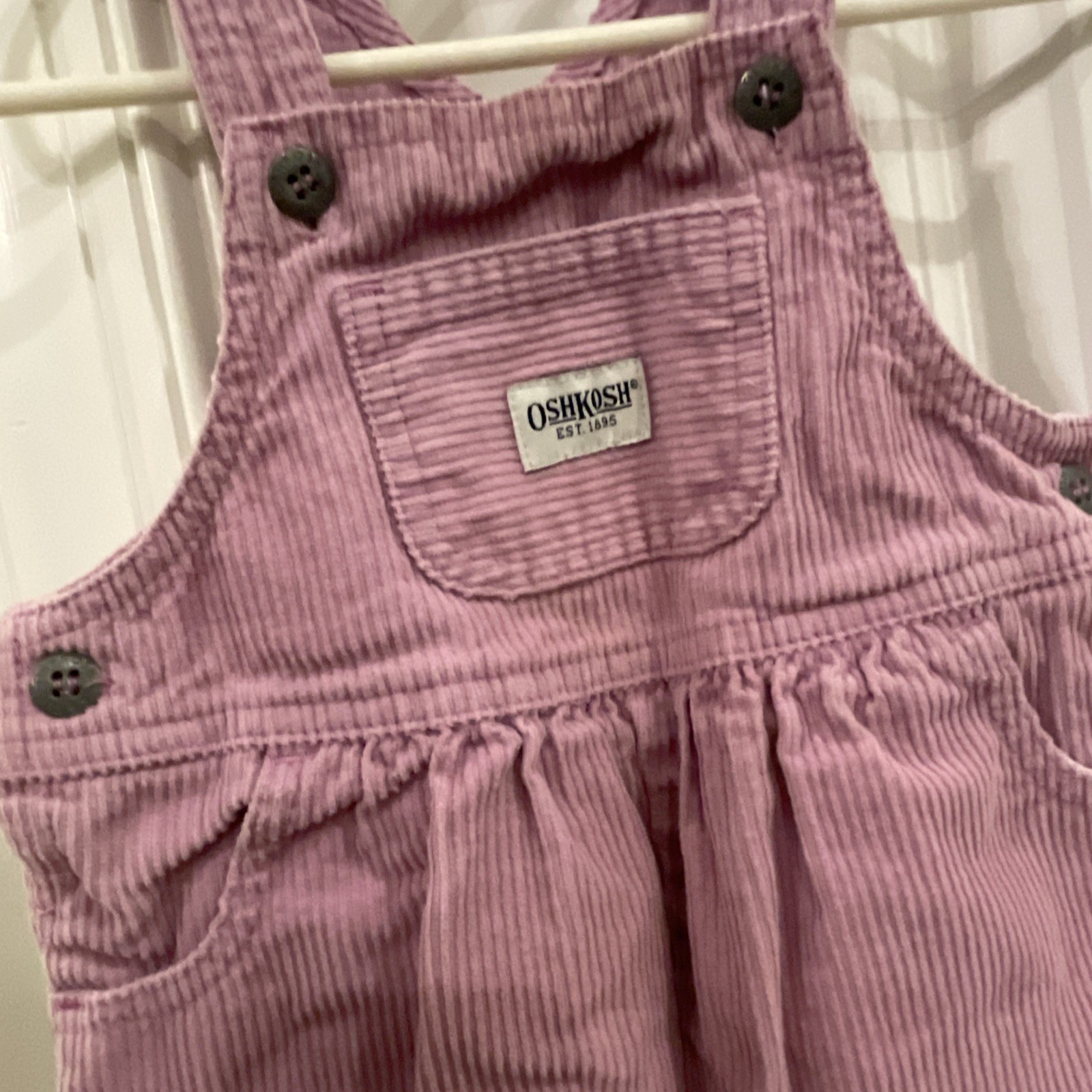 Vintage 90’s OshKosh B’Gosh Vestbak Light Purple Corduroy Overall Girls Sz 12 Mo