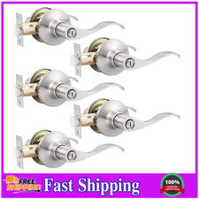 5 Pack Brushed Nickel Door Handle Interior Door Levers Privacy for Bedroom Bathr
