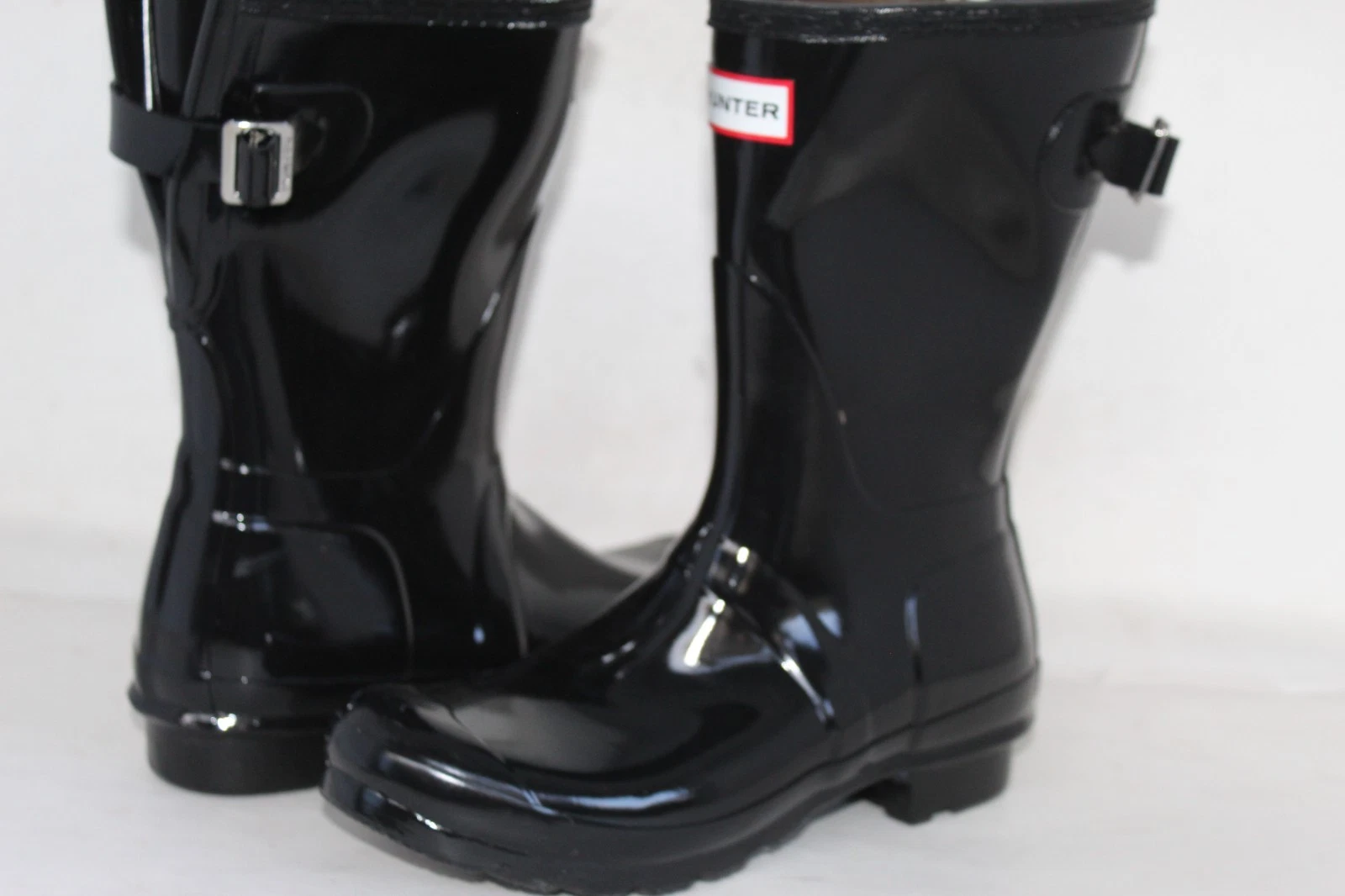 Hunter Women's Black Original Short Gloss Wellington Waterproof Boots Size 7
