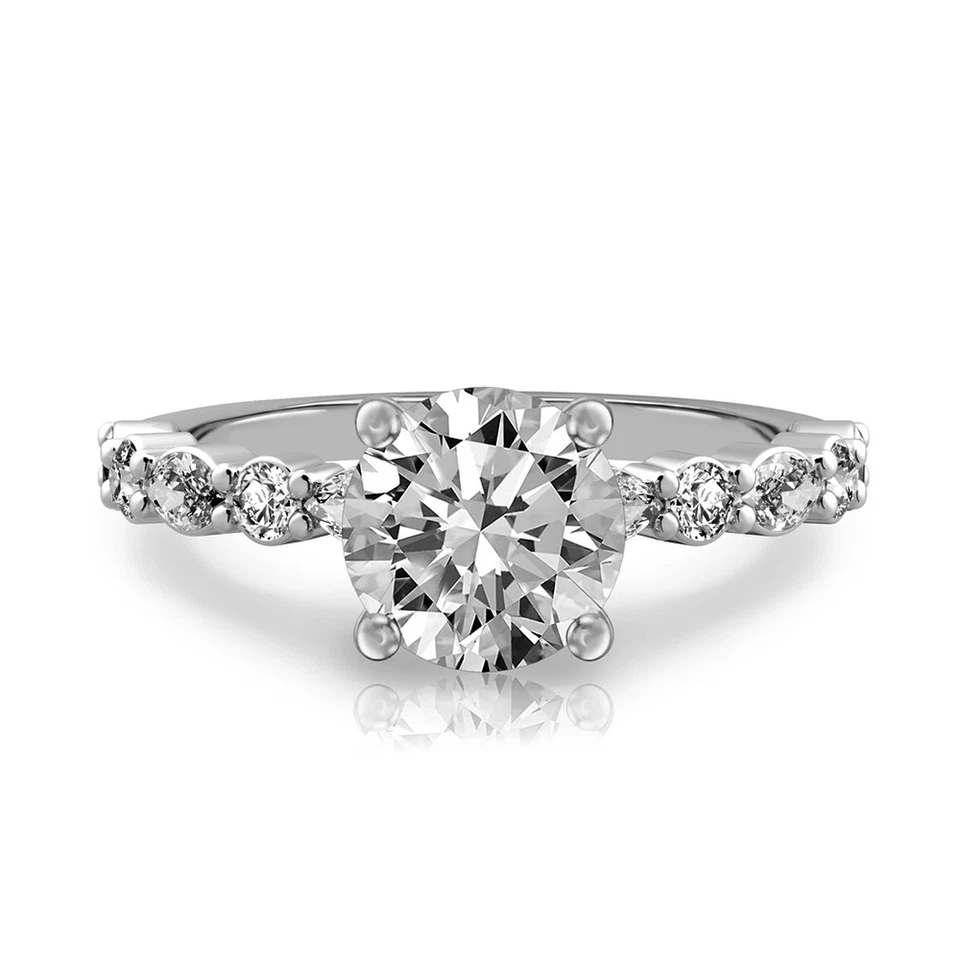 Diamond White Gold Ring 18k Lab Grown Round 1.6 Carat IGI Certified Size 5 6 7.5 - Image 2 of 4