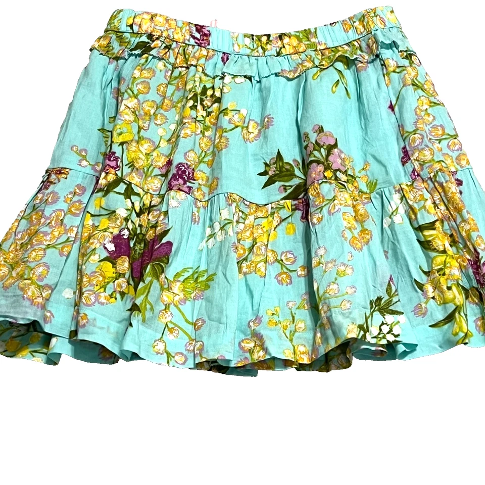 Falda Vineyard Vines Niñas Mediana Aqua Mimosa Floral con Volantes en Niveles Nueva con Etiquetas 10-12 Foto 4 de 4