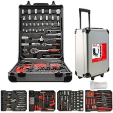 515 PCS Household Tool Kit Aluminum Trolley Case Tool Set with Rolling Box