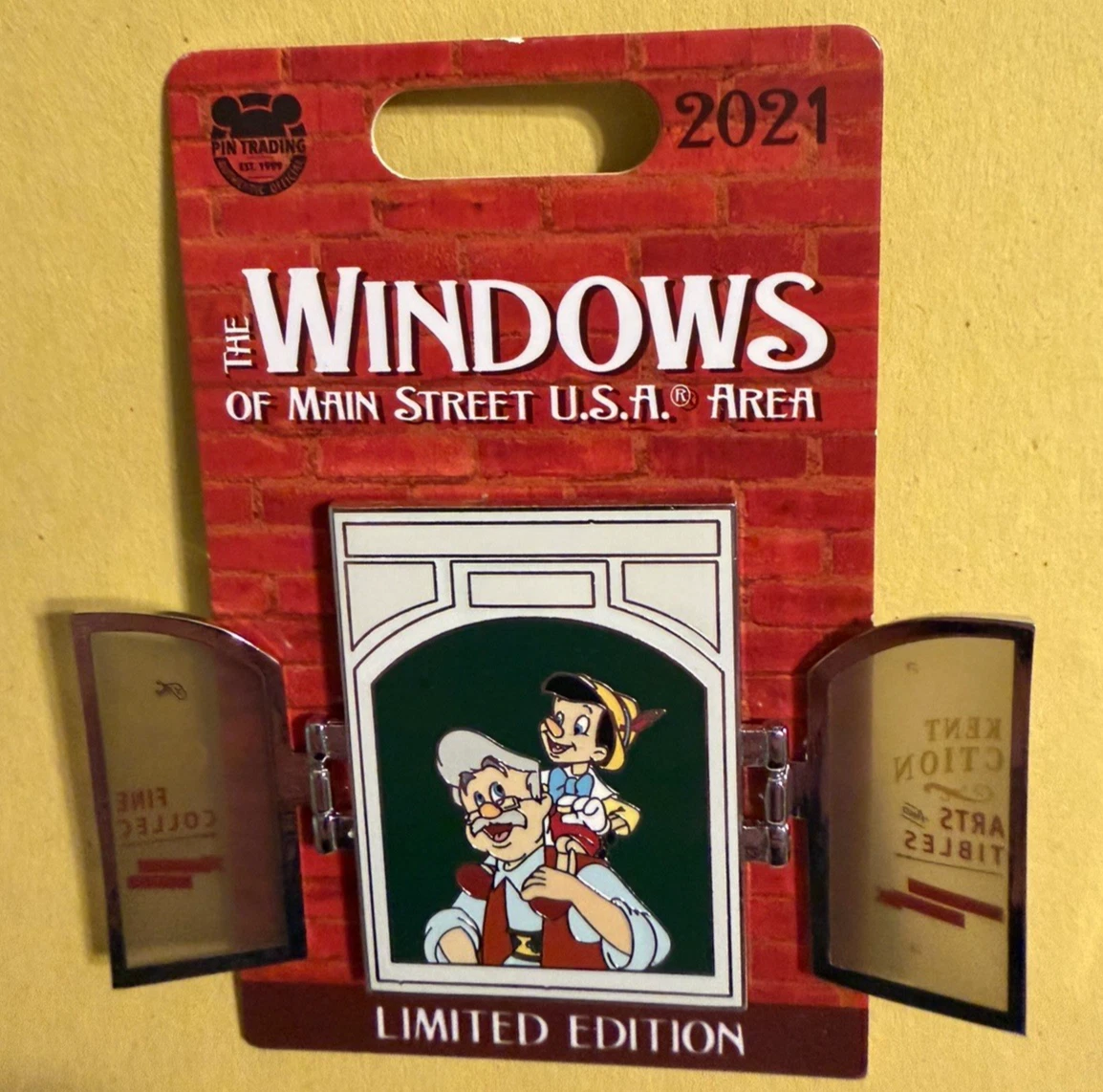 Disney Pin WDW Pinocchio and Geppetto Windows of Main Street USA Limited Edition