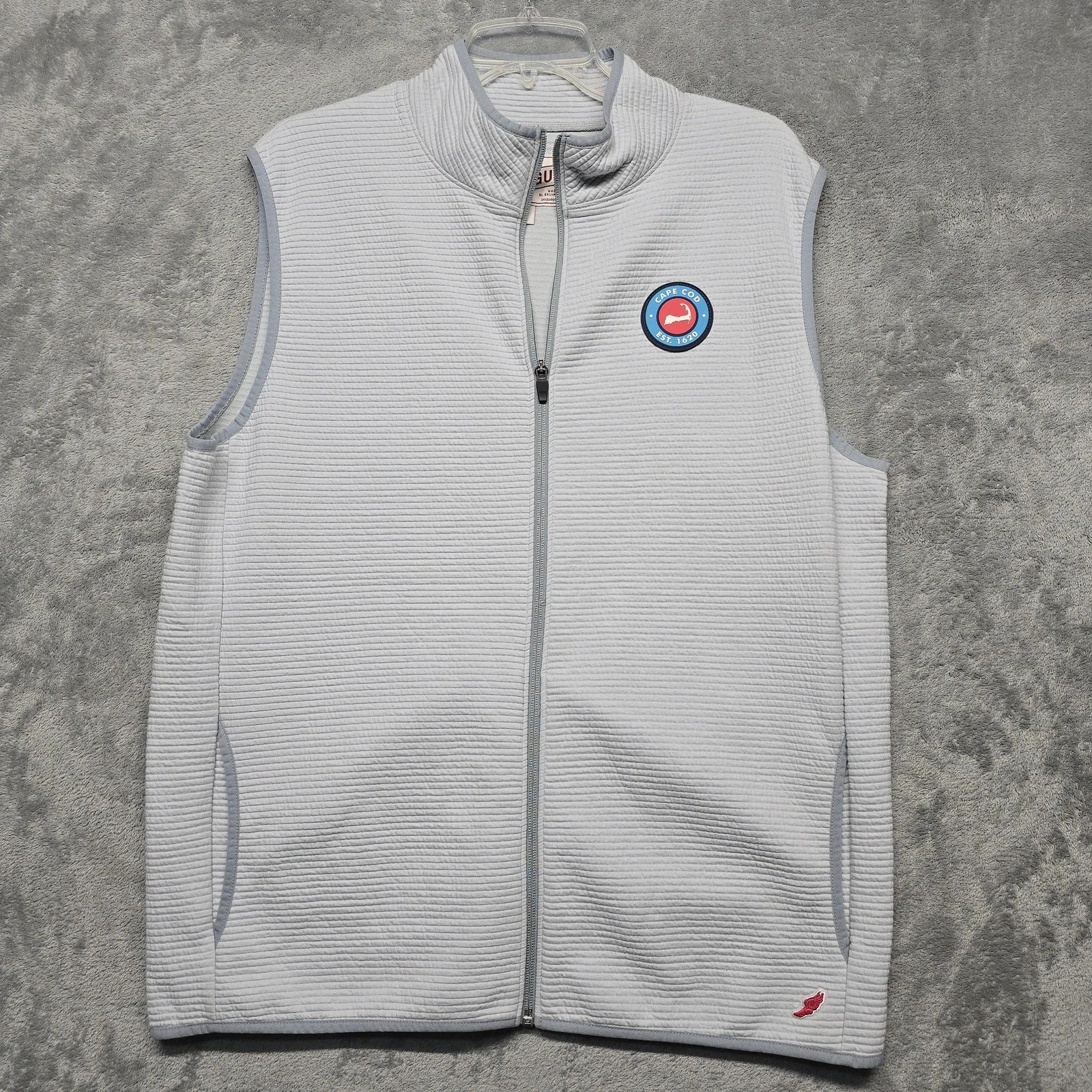 League 91 Vest Mens Size Large Gray Cape Cod Full Zip Textured Knit Outdoor