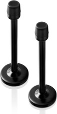 Door Stop, 2 Pack Extra Long Stopper, Stainless Steel, 6 Inch Black Wall Mount H