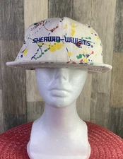 Vintage 80s Primary Color Paint Splatter Sherwin-Williams Snapback Hat K Product