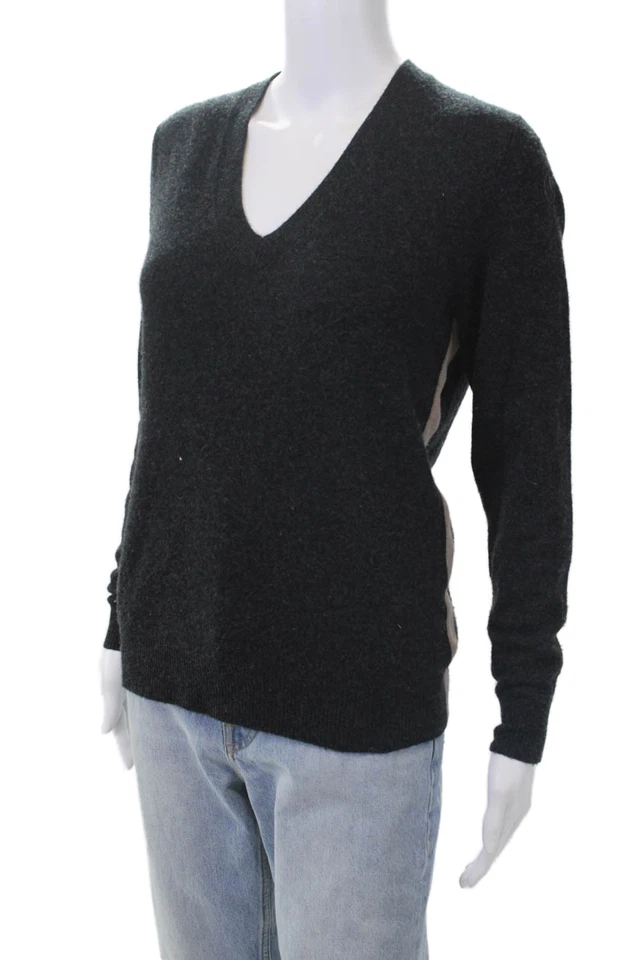 Женский кашемировый вязаный пуловер James Perse с v-образным вырезом свитер топ серый размер 0 - Изображение 2 из 4