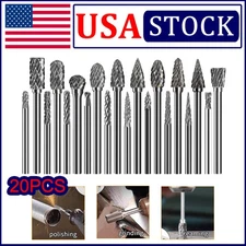 20Set Tungsten Carbide Steel Rotary Burr Die Grinder Bit 1/8in Shank Carving Set