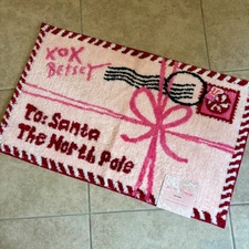 Betsey Johnson Letter to Santa Bath Rug Pink Christmas Holiday Decor