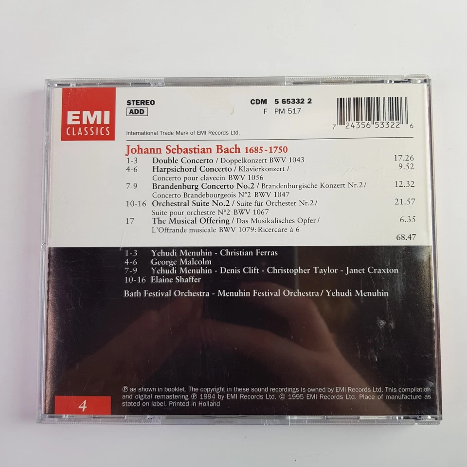 Bach Baroque Orchestral Works 4 Menuhin Ferras Bath Festival Clift Taylor EMI CD - Image 2 of 4