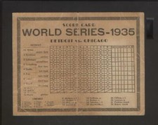 1935 Detroit Tigers vs Chicago Cubs World Series Game 1 Scorecard Hank Greenberg