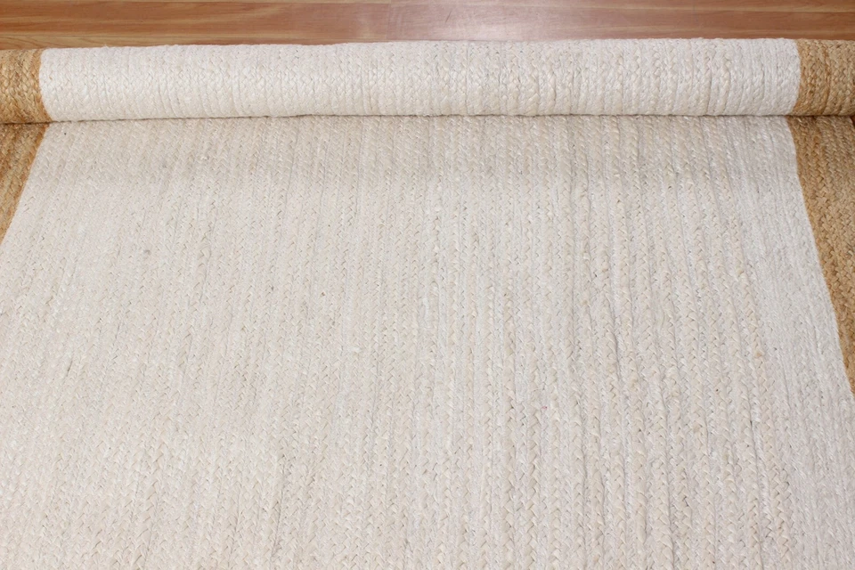 Натуральный джутовый белый ковер Kilim для гостиной плетеный вручную ковер для прихожей 6x9 футов - Изображение 3 из 4