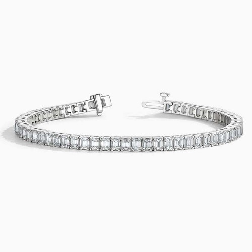 9ct VS1 IGI Certified Emerald Cut Lab Grown Diamond 18K gold Tennis Bracelet - Picture 3 of 9