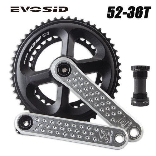 165/170/175mm Crank Arm Road Bike Crankset Double Chainring 50-34T 52-36T 53-39T - Picture 20 of 40