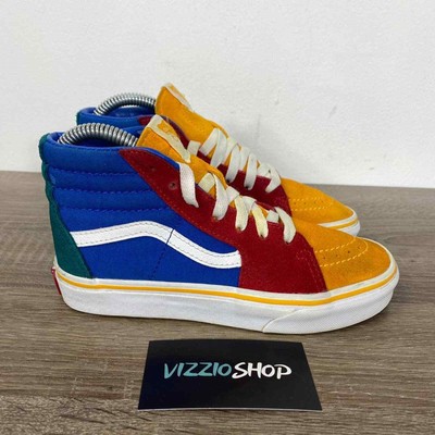 red yellow and blue high top vans