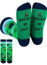 Men s Funny Golf Socks Novelty Gift Crew Socks Protect My Putt Unisex Size 6-13