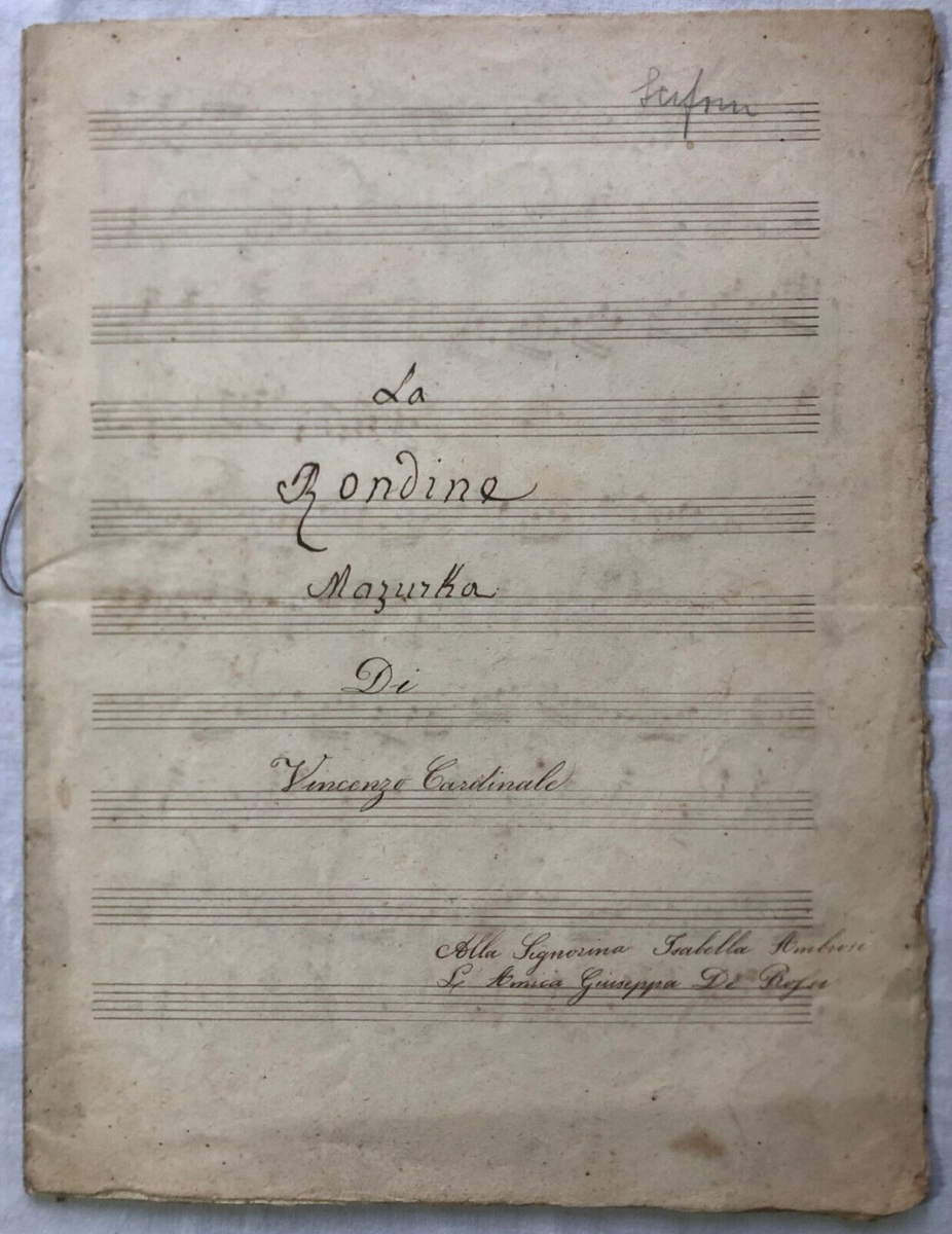 Inedito Originale Antico spartito musicale manoscritto Mazurka pianoforte