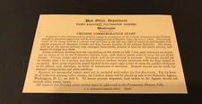 US Postmaster General Free-franking Card +1942 Chinese Resistance #906#U Info