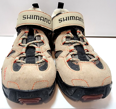 Shimano SPD Cleats Cycling Shoes Lace Up Strap Beige Size 8.5