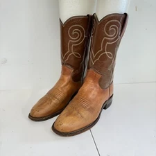 Vtg Justin Cowgirl Boots Womens Size 5 B Brown Western L3052 USA Made Two Tone