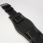 MILITARY 3 PIECE BLACK LEATHER WATCH STRAP sizes 18 20 22 24mm New FREE P&P