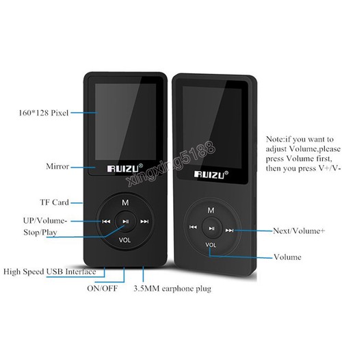 16 GB 8G 4G RUIZU X02 Sport Mini Pérdida HIFI MP3 Reproductor de Música Grabadora Radio FM - Imagen 3 de 18
